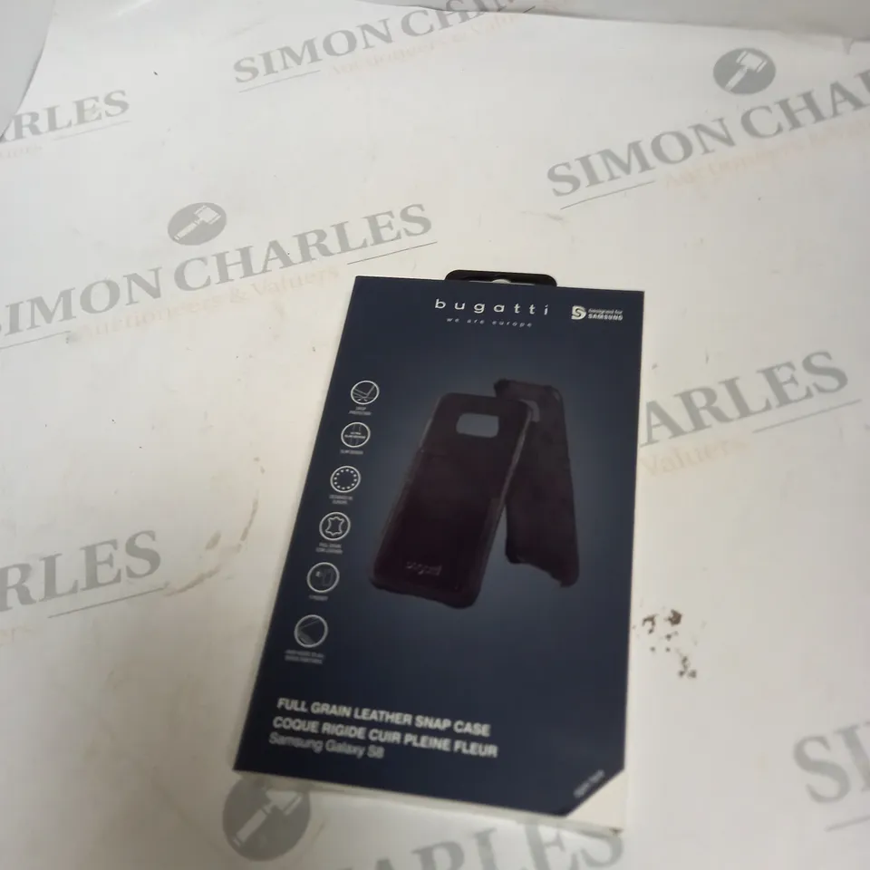 BOX OF APPROXIMATLEY 75 BUGATTI SAMSUNG S8 BLACK LEATHER CASE 