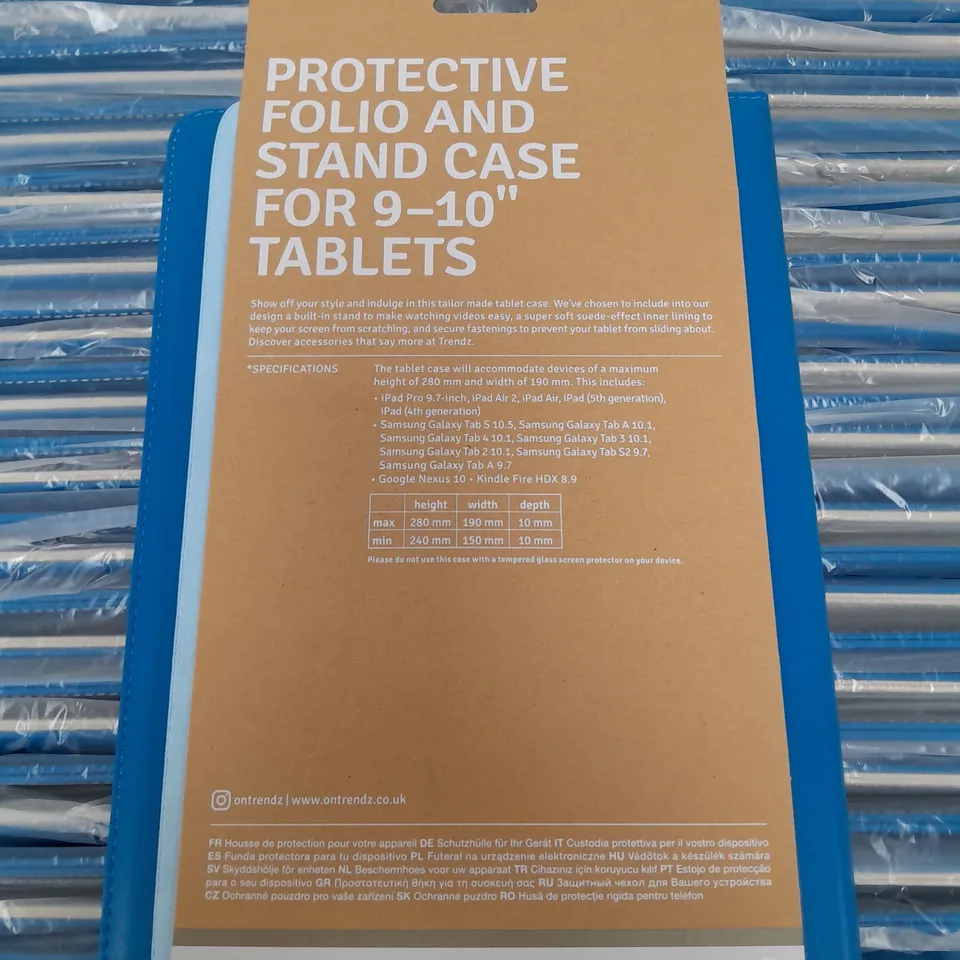 APPROXIMATELY 40 9-10" FOLIO AND STAND TABLET CASE BLUE TO FIT IPAD AND SAMSUNG TABLETS