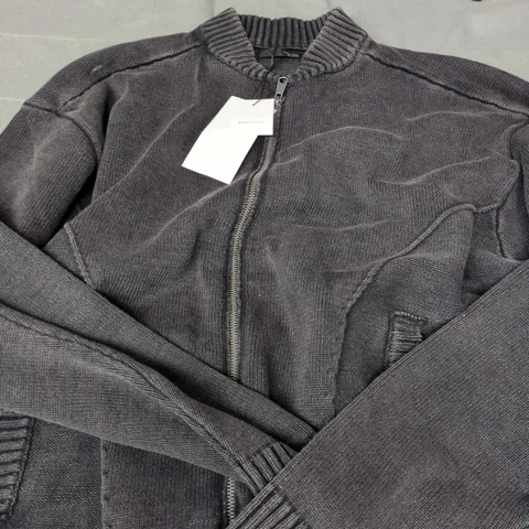 ZARA WASHED-EFFECT ZIP-UP JACKET – GREY, EU 42