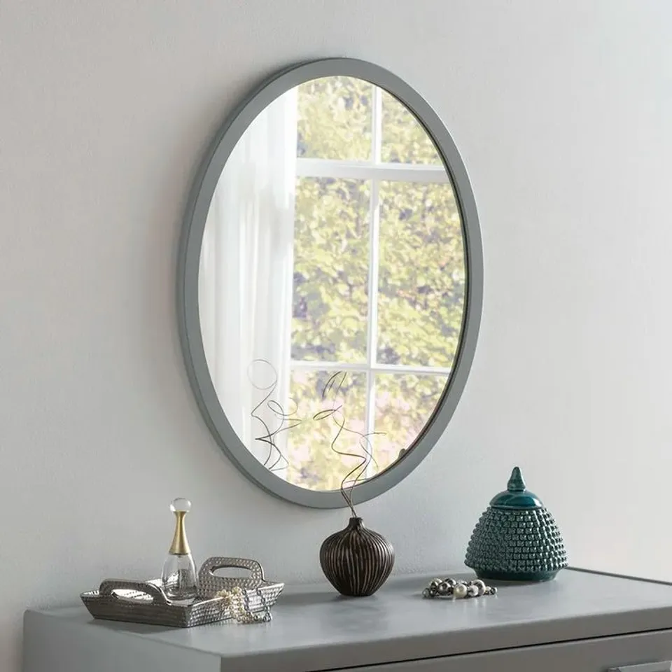 MAUREEN OVAL WOOD FRAMED WALL MOUNTED ACCENT MIRROR 