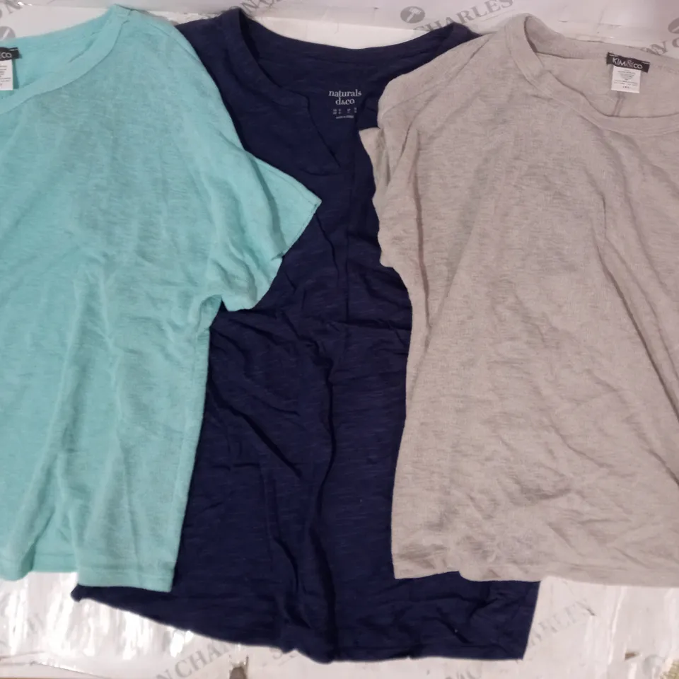 BOX OF APPROXIMATELY 10 ASSORTED CLOTHING ITEMS IN VARIOUS STYLES AND SIZES TO INCLUDE KIM & CO, D & CO, ETC