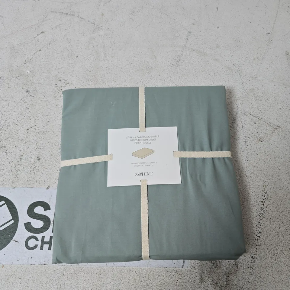 ZARA HOME FITTED BOTTOM SHEET – 160 X 200 CM – 100% COTTON PERCALE, GREY
