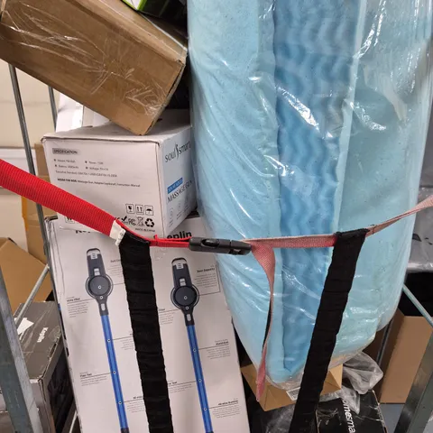 CAGE OF APPROXIMATELY 15 ASSORTED DAMAGED ITEMS TO INCLUDE - VACUUM CLEANER - OUTDOOR UMBRELLA - MASSAGE GUN - ETC - COLLECTION ONLY