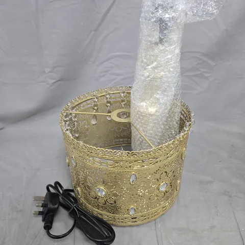 GOLD-TONE DECORATIVE LAMP WITH CRYSTAL ACCENTS