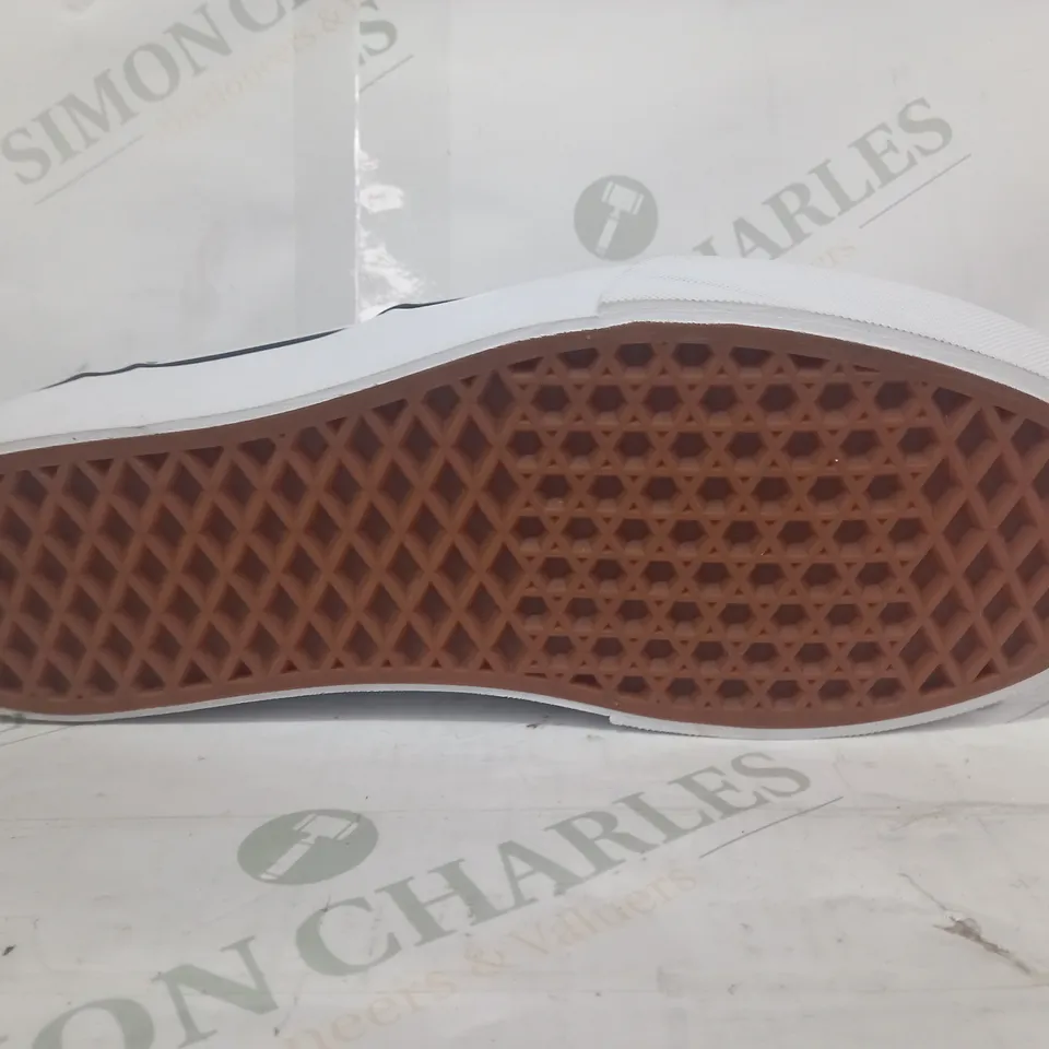 BOXED PAIR OF VANS SLIP-ON SHOES IN BLACK/SILVER/BRONZE LEOPARD SKIN DESIGN UK SIZE 7