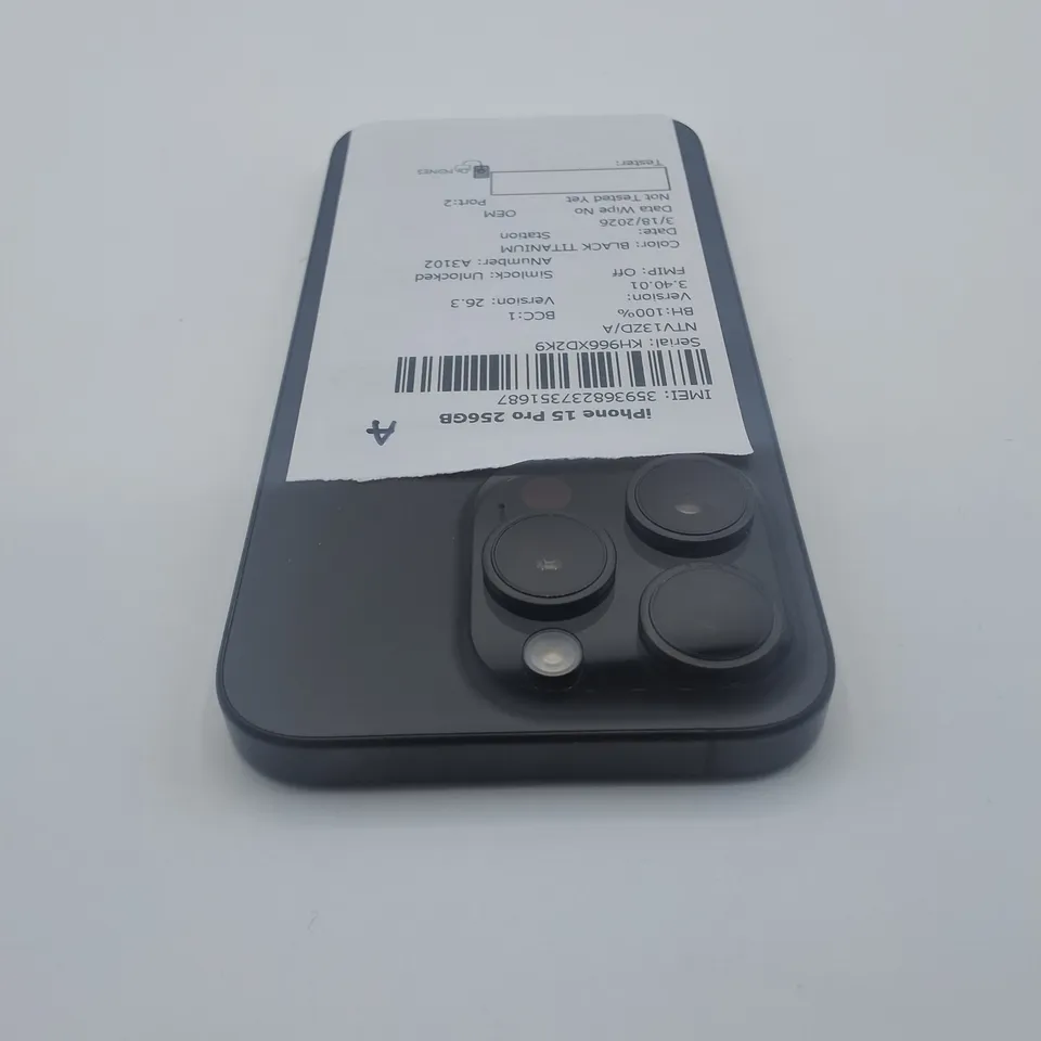 UNBOXED APPLE IPHONE 15 PRO 256GB IN BLACK TITANIUM - A3102