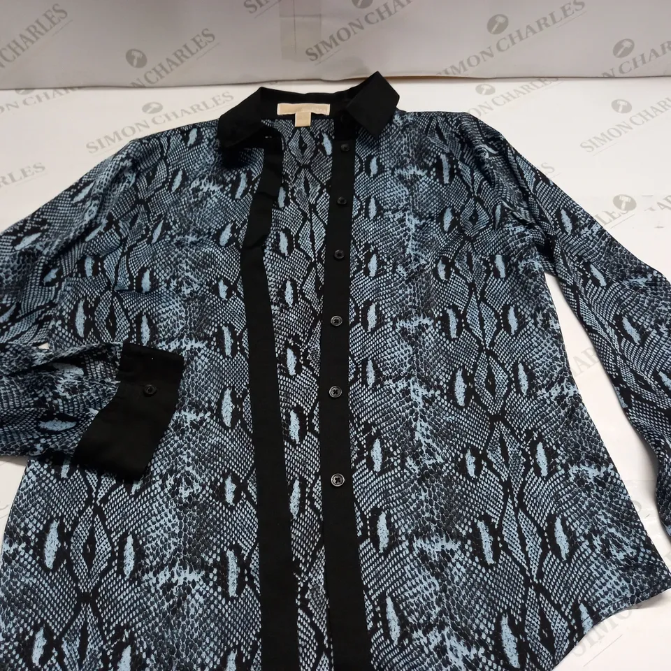 MICHAEL KORS BLUE ANIMAL PRINT SHIRT - S