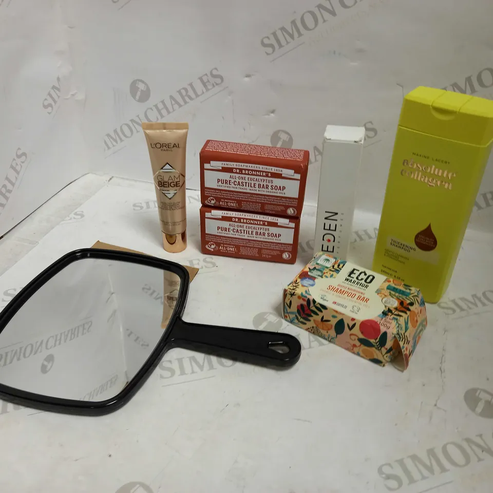 LOT OF APPROXIMATELY 20 ASSORTED HEALTH & BEAUTY ITEMS, TO INCLUDE DR BRONNER SOAP, COLLAGEN SHAMPOO, L'OREAL FOUNDATION, ETC