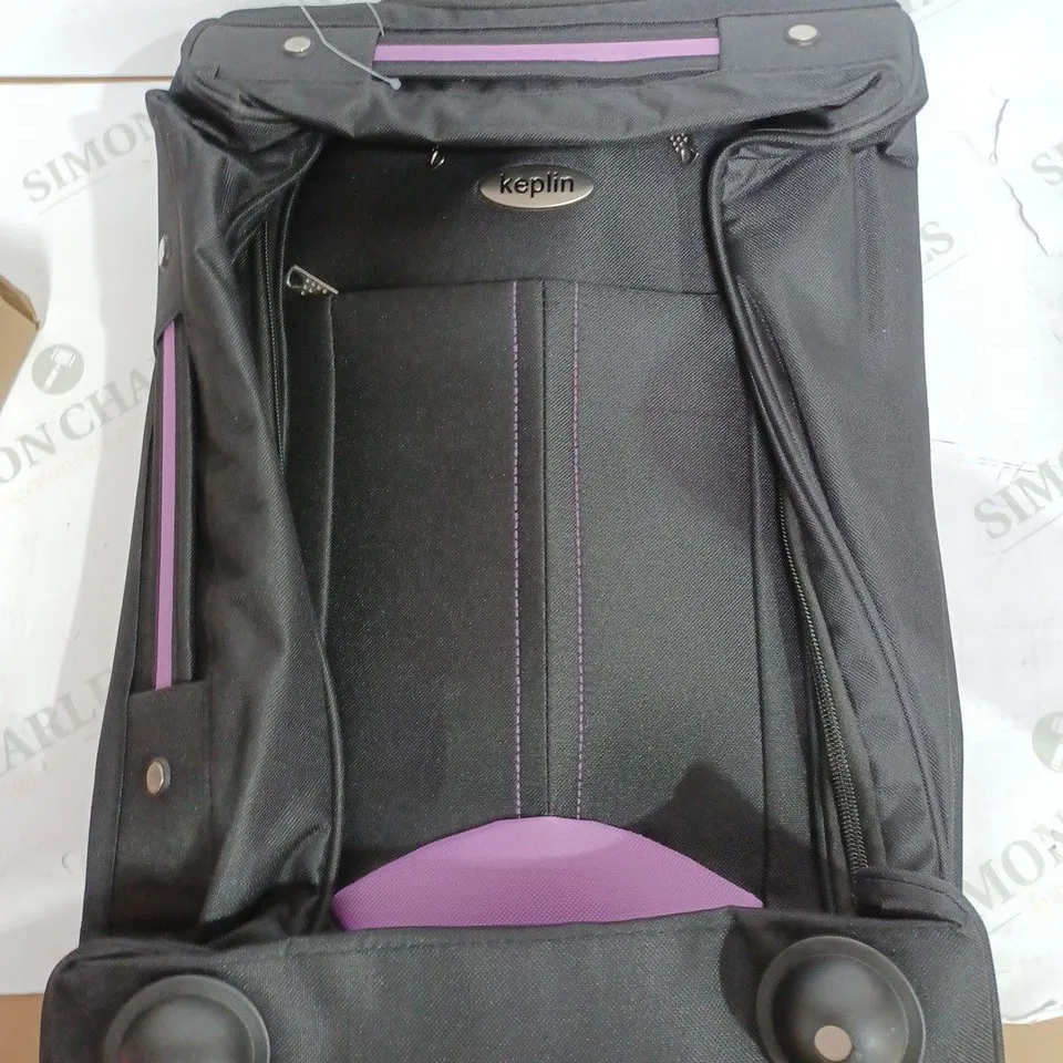 KEPLIN BLACK & PURPLE SUIT CASE WITH WHEELS