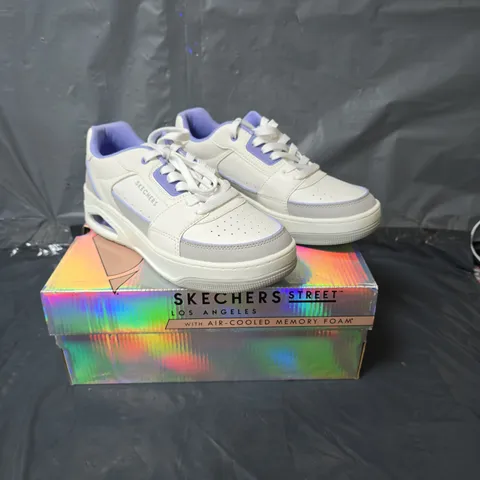 SKECHERS STREET TRAINERS - PURPLE AND WHITE - SIZE 