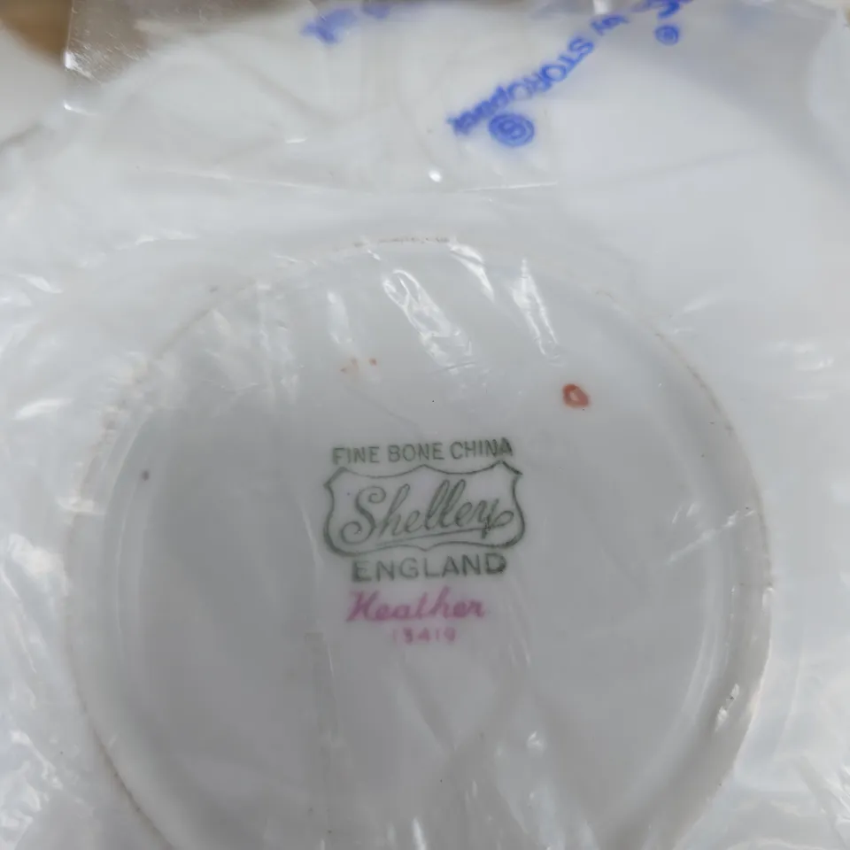 SHELLEY FINE BONE CHINA BOWLS WITH SAUCERS AND CREAMER – FLORAL PATTERN, ENGLAND