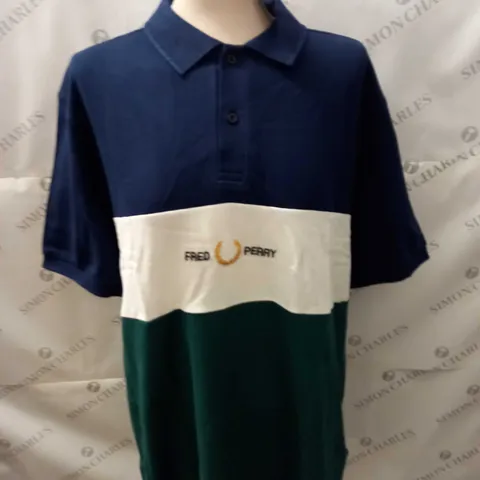 FRED PERRY COLOUR BLOCK POLO SHIRT SIZE XXL