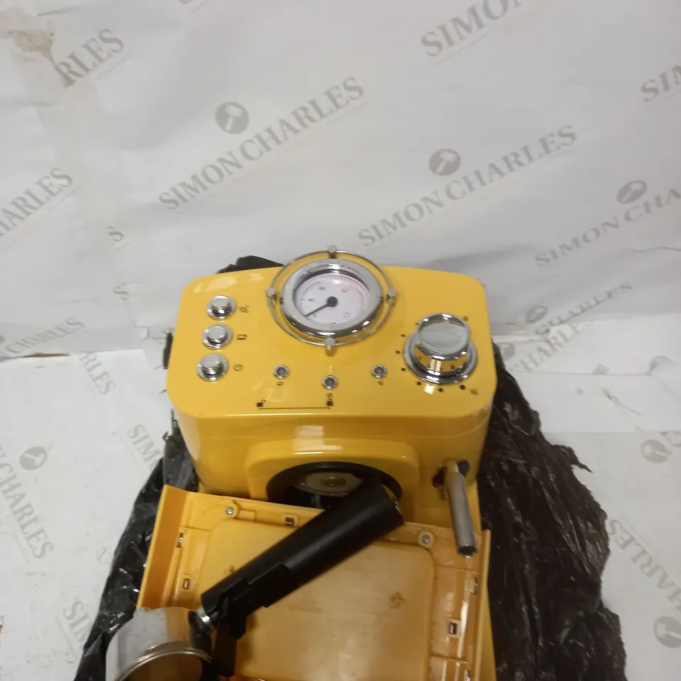 SWAN RETRO PUMP ESPRESSO COFFEE MACHINE - YELLOW