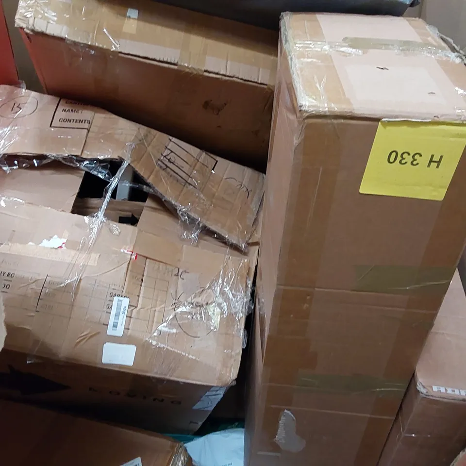 PALLET OF ASSORTED ITEMS INCLUDING: DEHUMIDIFIER, BASKETBALL BACKBOARD, FOLDING SNACK TABLE, TOILET SEAT COVER