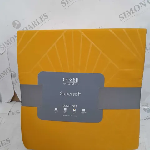 SUPERSOFT BY COZEE HOME EMBOSSED DIAMOND DUVET SET IN OCHRE - KING SIZE