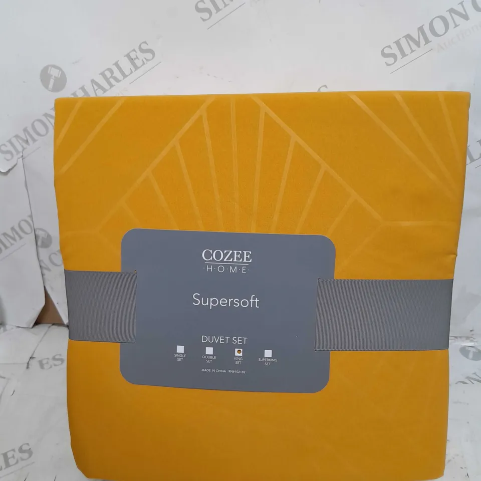 SUPERSOFT BY COZEE HOME EMBOSSED DIAMOND DUVET SET IN OCHRE - KING SIZE