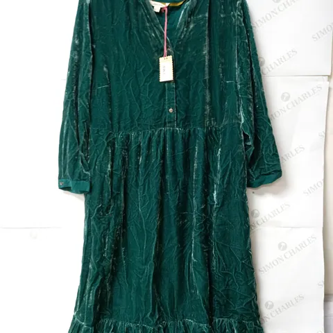 WHITE STUFF NAYA VELVET MIDI DRESS IN TEAL SIZE 16