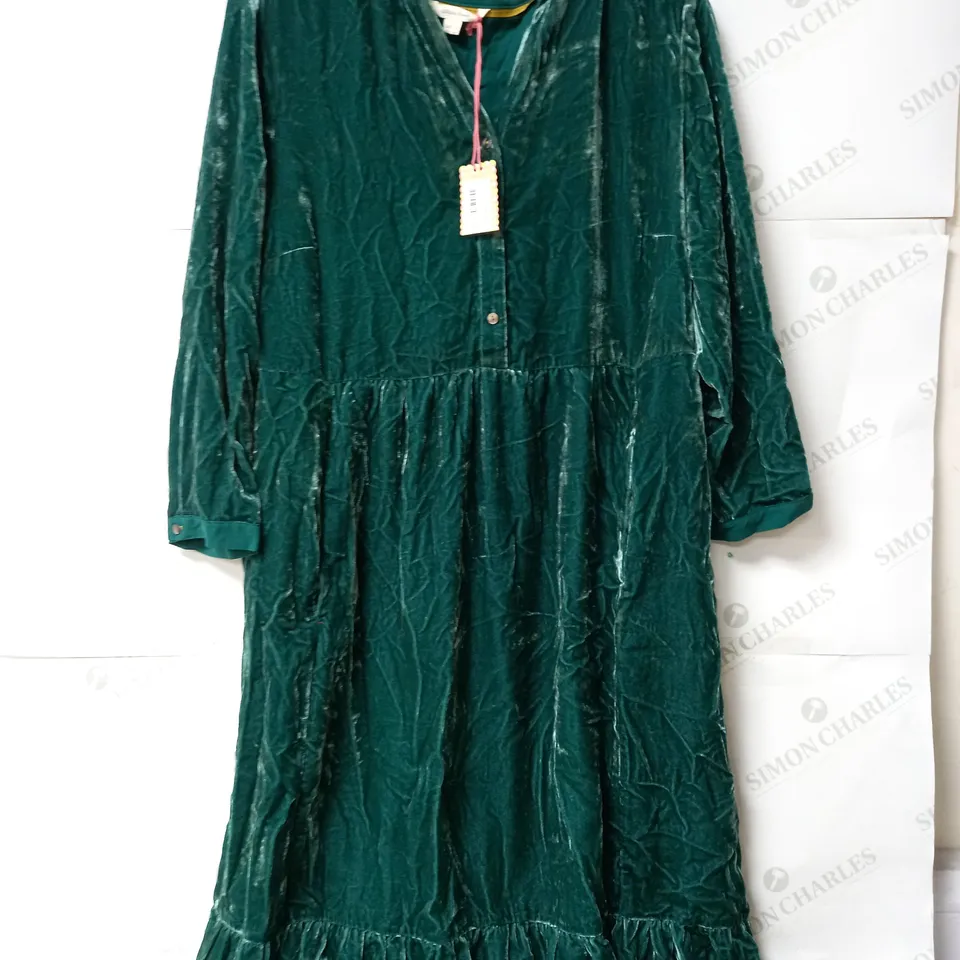 WHITE STUFF NAYA VELVET MIDI DRESS IN TEAL SIZE 16