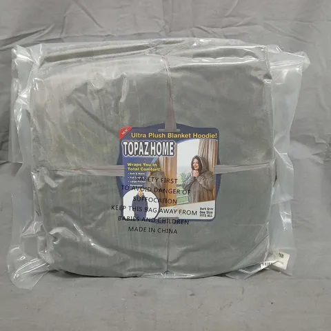 SEALED TOPAZ HOME ULTRA PLUSH BLANKET HOODIE IN DARK GREY - ONE SIZE