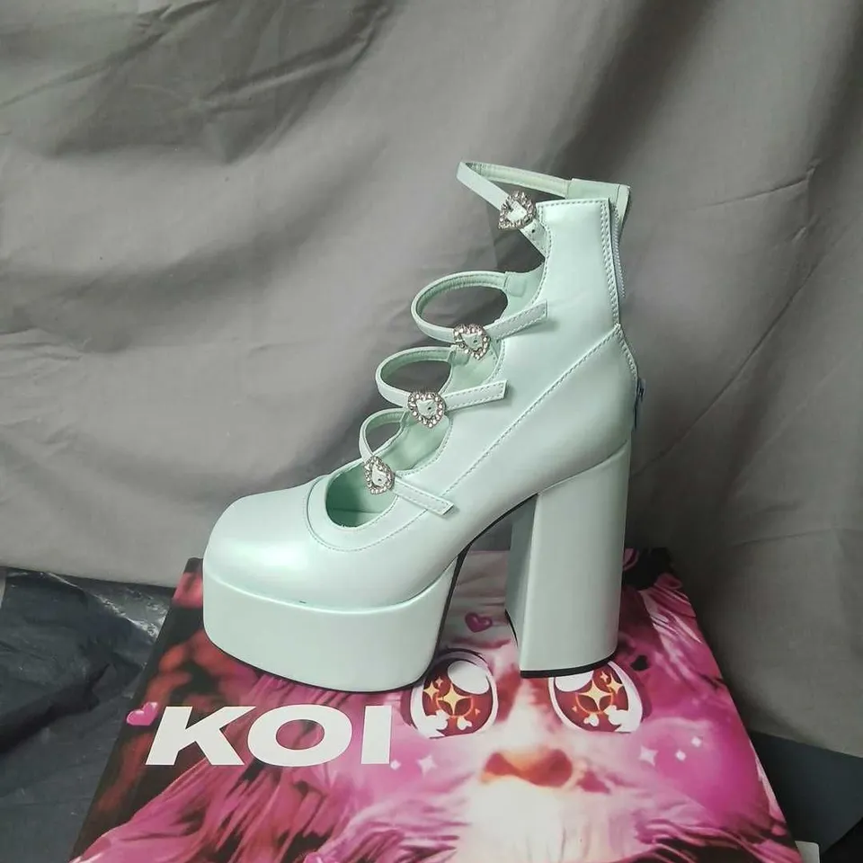 KOI PEARL DEWDROP PLATFORM HEELS - BLUE, UK5