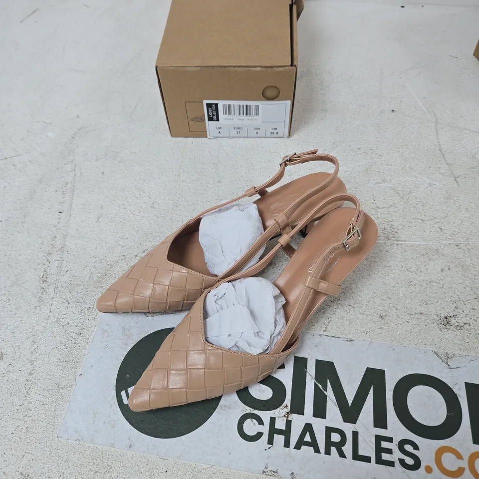 SPOT ONI UK 4 WOMEN'S TAN QUILTED SLINGBACK HEELED SANDALS