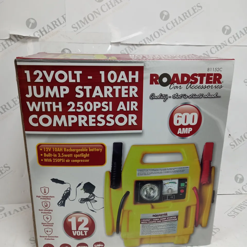 PORTABLE 4 IN 1 BATTERY JUMP STARTER 12V CAR VAN CHARGER AIR COMPRESSOR TORCH