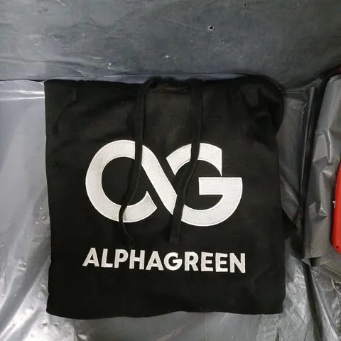 APPROXIMATELY 15 PCS ALPHAGREEN HOODIE β BLACK WITH WHITE LOGO, SIZE L