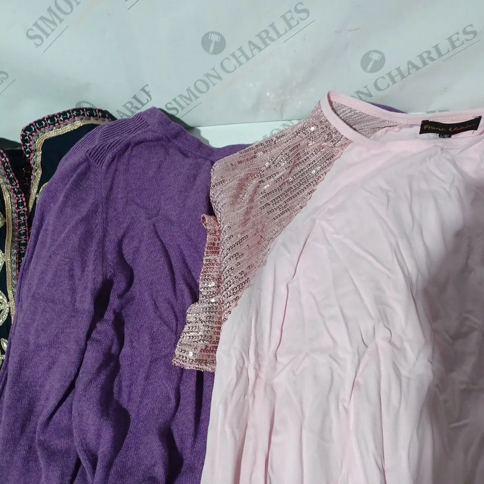 BOX OF APPROX 30 ASSORTED CLOTHING ITEMS TO INCLUDE MONSOON - FRANK USHER - ETC