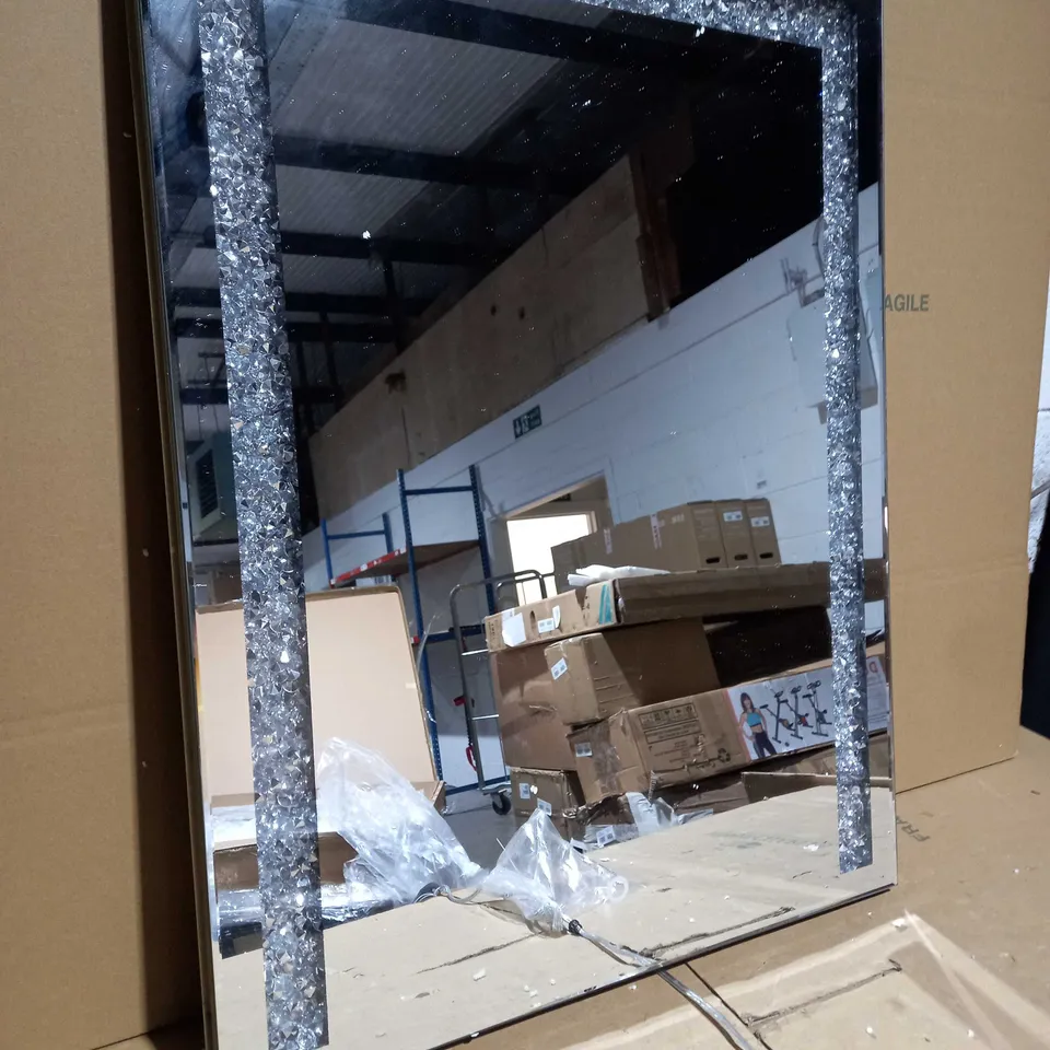 JM BY JULIEN MACDONALD LARGE ENCAPSULATED CRYSTAL LIGHT UP TABLE MIRROR - COLLECTION ONLY