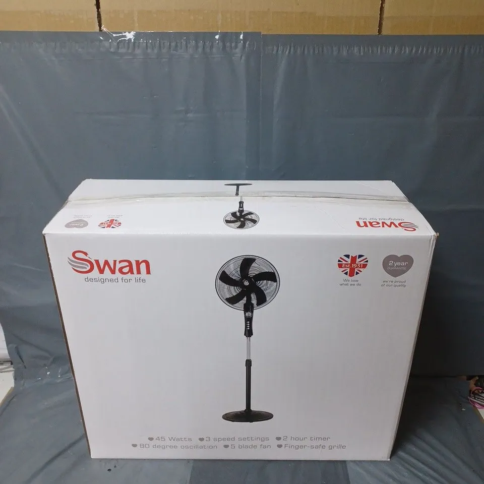 BOXED SWAN FREESTANDING STAND FAN