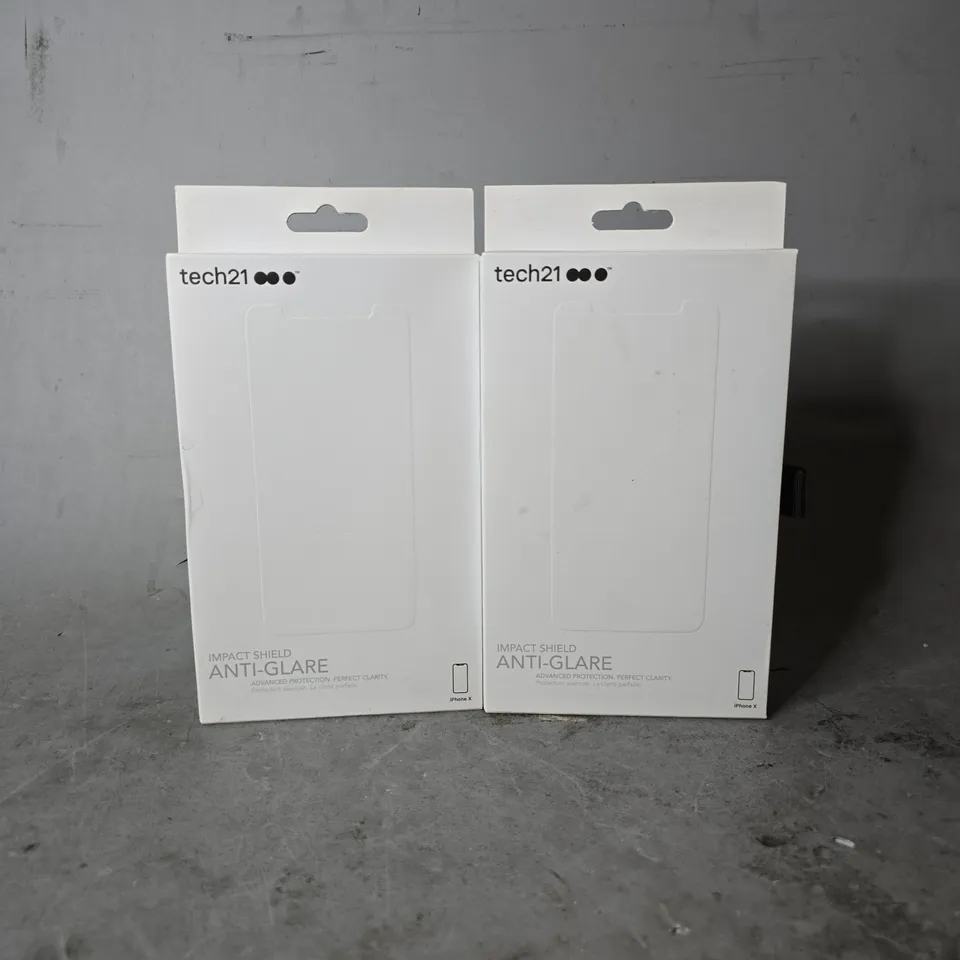 BOX OF APPROXIMATELY 20 TECH21 ANTI GLARE IMPACT SHEILDS FOR IPHONE X 