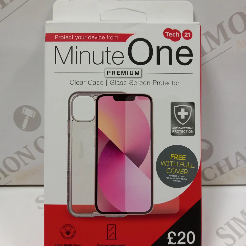 BOX OF APPROX 30 TECH 21 MINUTE ONE PREMIUM PHONE CASE AND SCREEN PROTECTOR FOR ASSORTED PHONES