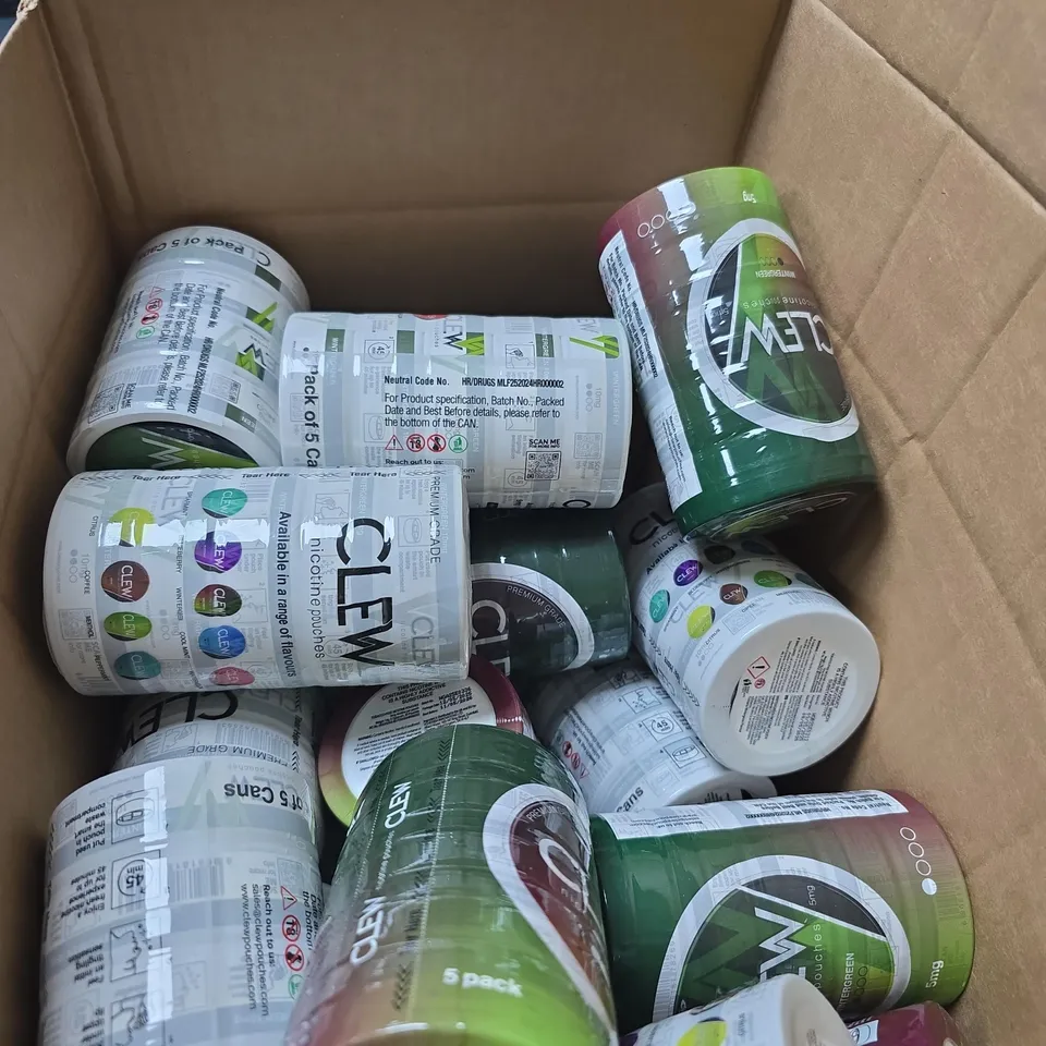 BOX OF APPROXIMATELY 15 X CLEW NICOTINE POUCHES ION VARIOUS FLAVOURS 
