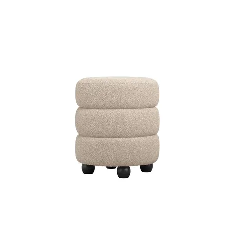 BOXED CAUE ROUND OTTOMAN POUFFE