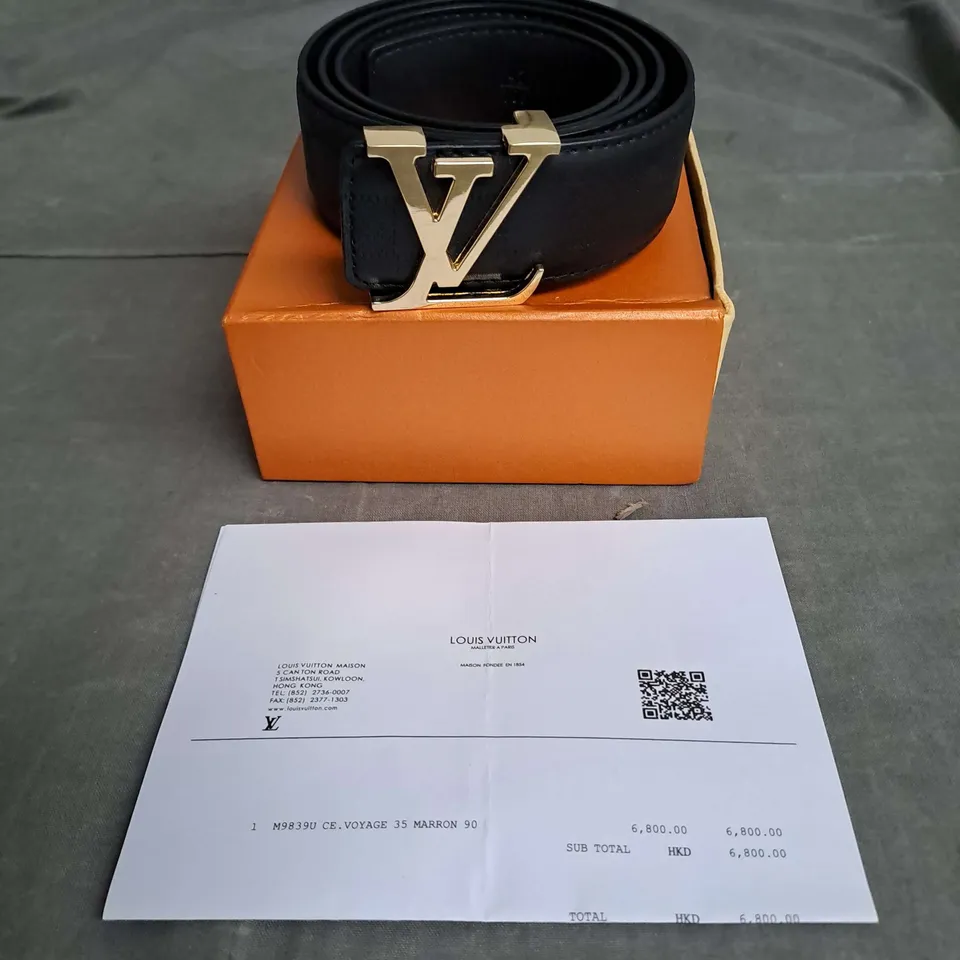 LOUIS VUITTON BELT IN BLACK/GOLD 42/105