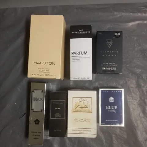 BOX OF APPROX 6 ASSORTED BOXED FRAGRANCES TO INCLUDE - THE SCENT RESERVE - HALSTON COLOGNE - FEDERICO MAHORA PURE HOMME - ETC