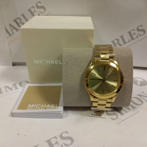BOXED MICHAEL KORS ALL STAINLESS STEEL WATCH IN GOLD