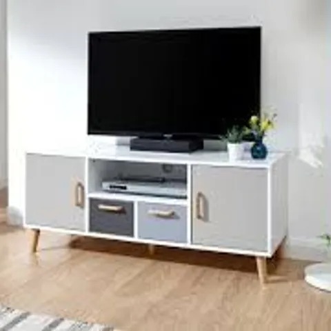 BOXED DELTA WHITE AND GREY LARGE TV UNIT(ONE BOX)