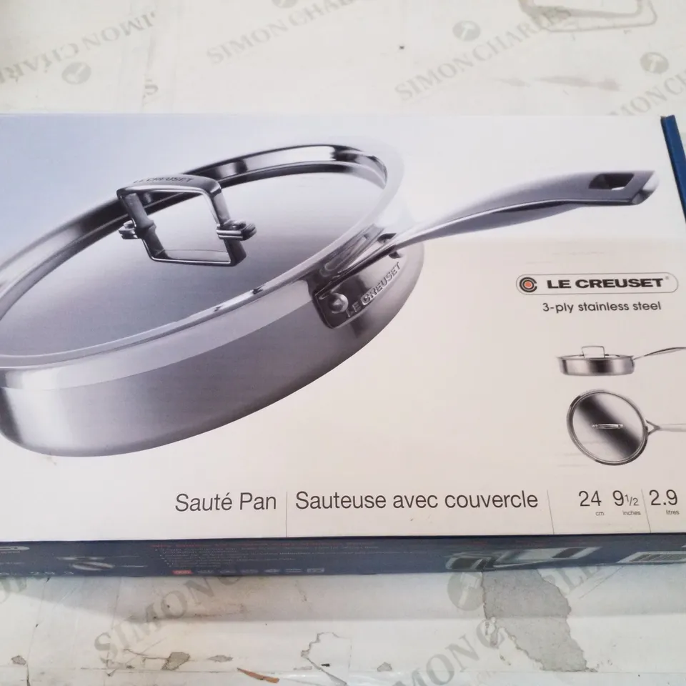 BOXED LE CREUSET 3-PLY STAINLESS STEEL SAUTE PAN 24CM