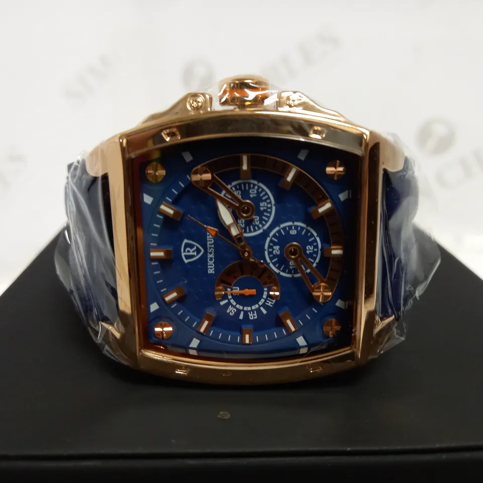 RUCKSTUHL TRIPLE DIAL LEATHER STRAP WRISTWATCH