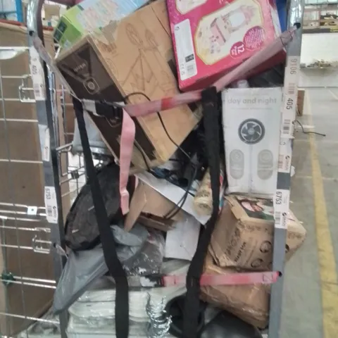 CAGE OF ASSORTED HOUSEHOLD GOODS AND PRODUCTS TO INCLUDE;BIKE HELMET,FAN,CAMPING WAGON,COOLING BOX