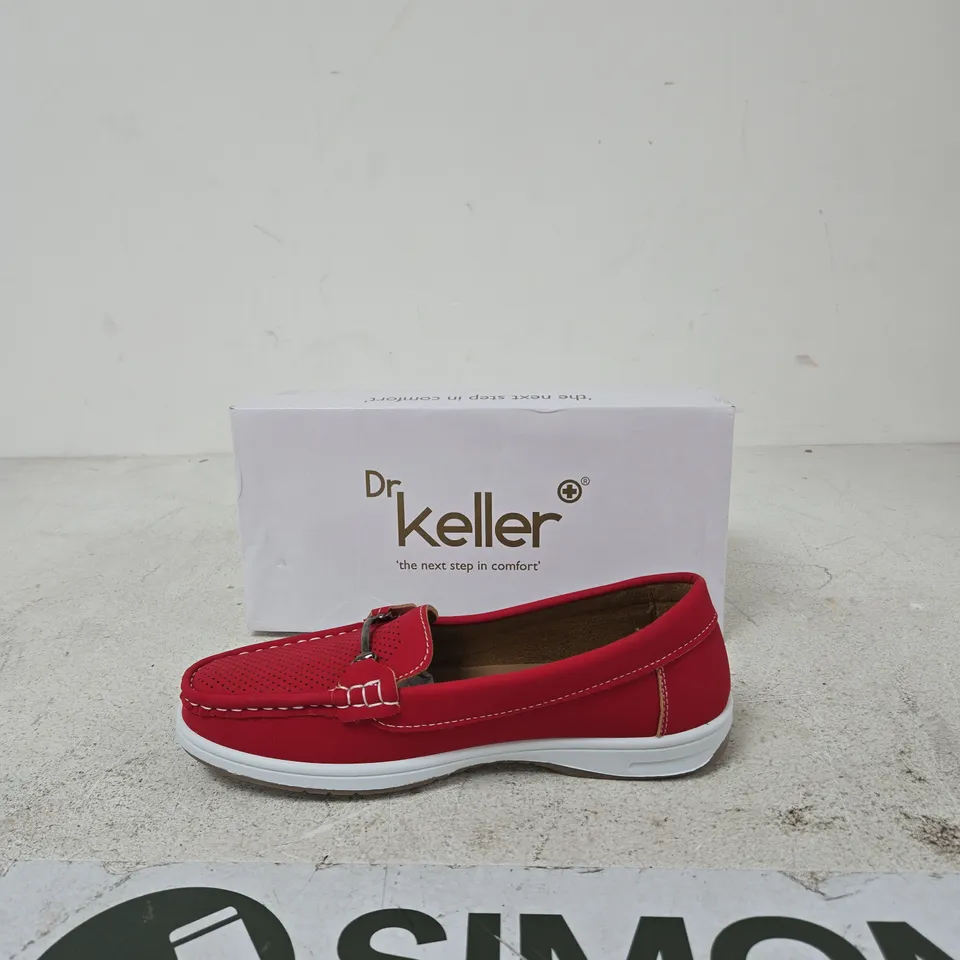 DR KELLER RED LEATHER SLIP-ON SHOES – UK 5