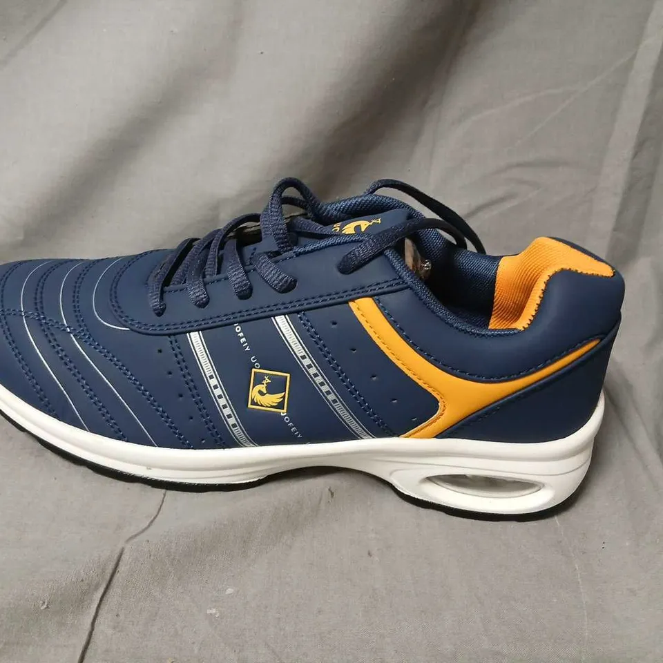 UOFETY BLUE & ORANGE TRAINERS, UK 9.5 (EU 43)
