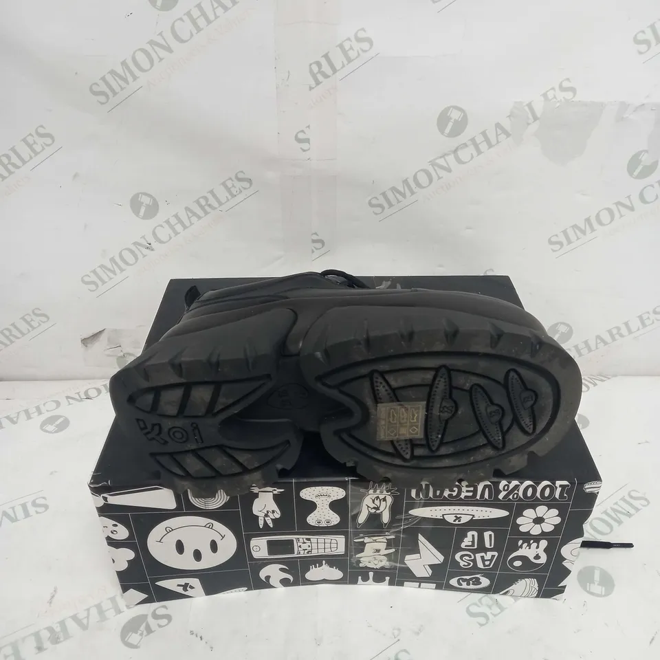 BOXED PAIR OF KOI FOOTWEAR CHRONICLES VILUM PLATFORM TRAINERS IN BLACK - SIZE 3