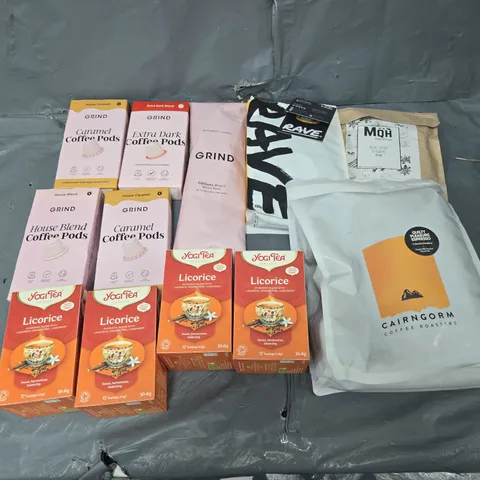 APPROXIMATELY 6 ASSORTED COFFEE PRODUCTS TO INCLUDE RAVE, GRIND, AND CAIRNGORM ETC.