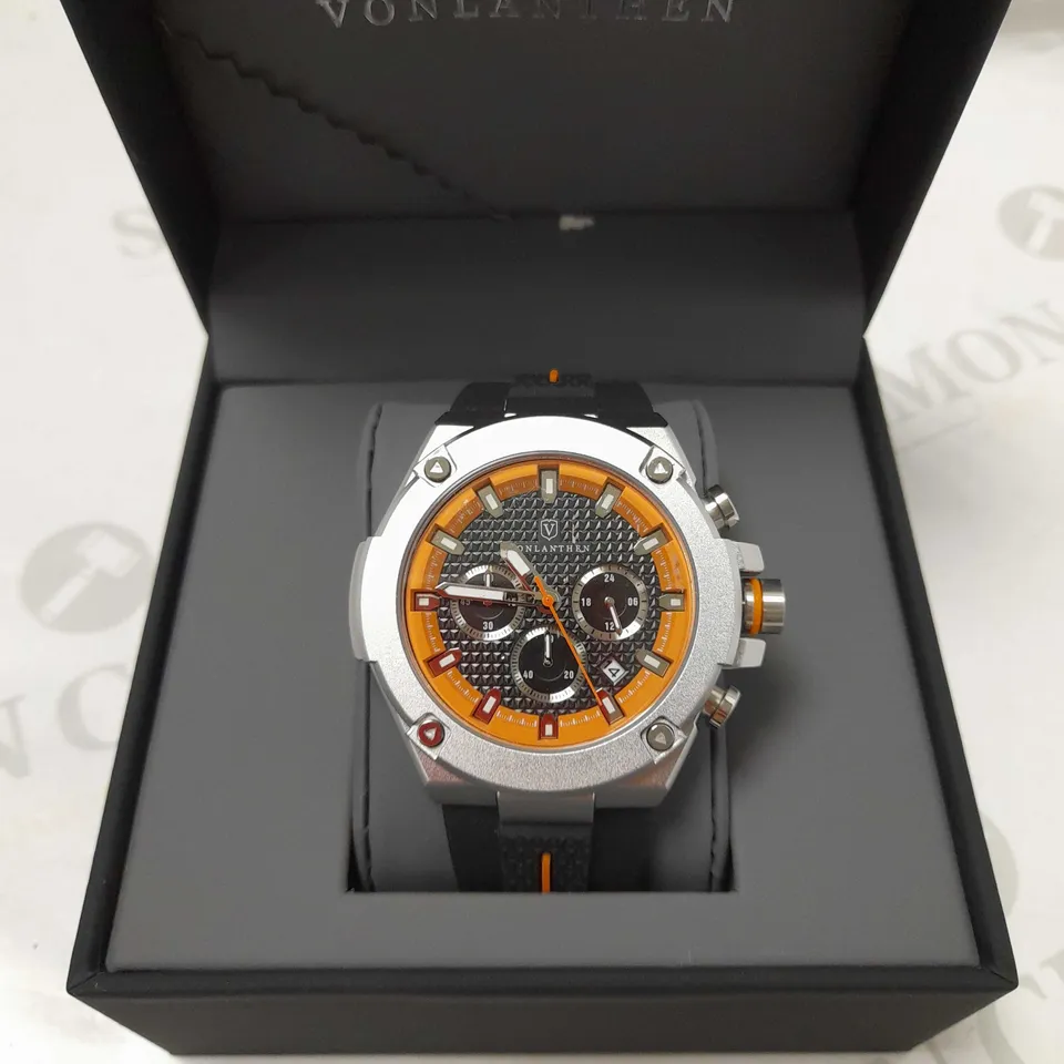 VONLANTHEN CHRONO TRIPLE DIAL BLACK RUBBER STRAP WATCH