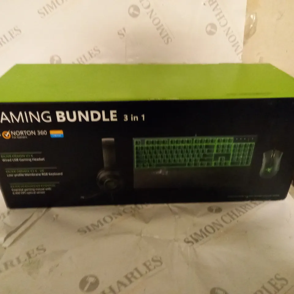BRAND NEW BOXED RAZER GAMING BUNDLE 3 IN 1 TO INCLUDE - GAMING HEADSET, MEMBRANE RGB KEYBOARD AND ESSENTIAL GAMING MOUSE