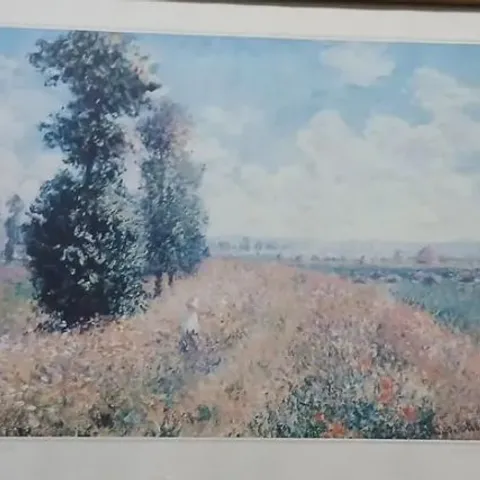 CLAUDE MONET REPRODUCTION – MEADOW WITH POPLARS , FRAMED PRINT