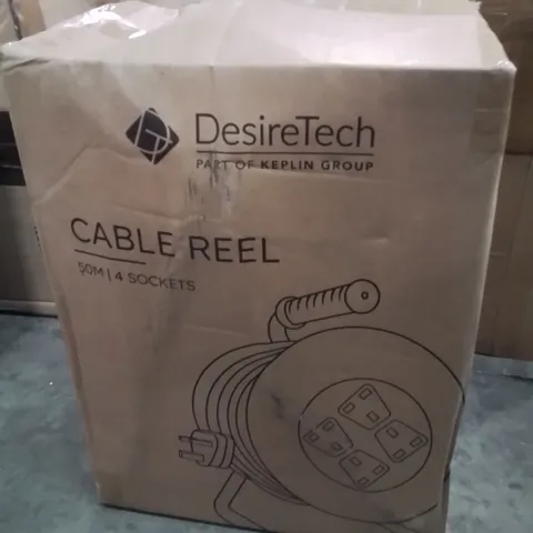 BOXED DESIRETECH 50m 4 SOCKET CABLE REEL