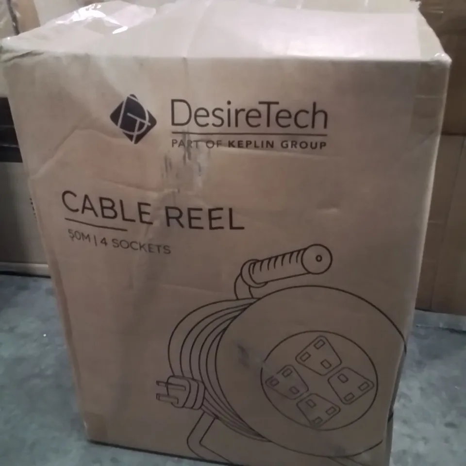 BOXED DESIRETECH 50m 4 SOCKET CABLE REEL 